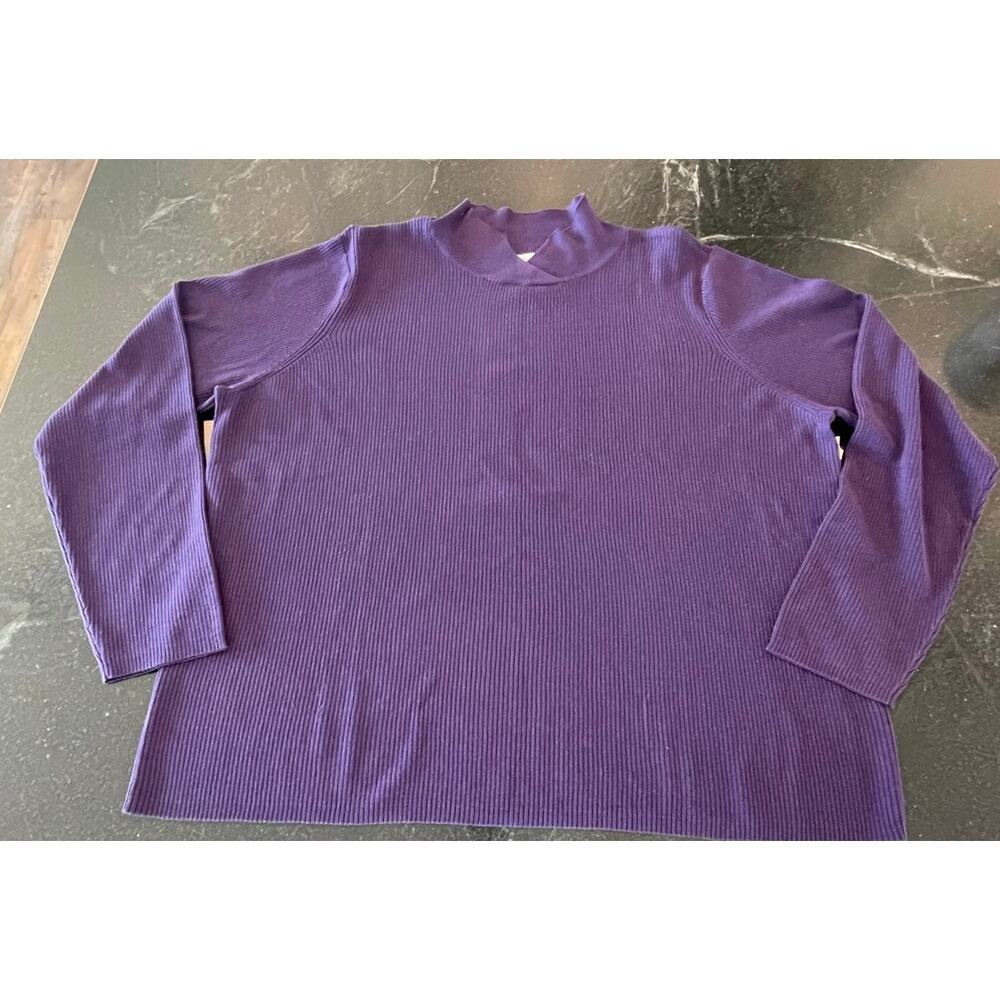 Coldwater Creek Purple ribbed knit mock neck long sleeve sweater top 2X 20w